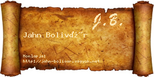 Jahn Bolivár névjegykártya